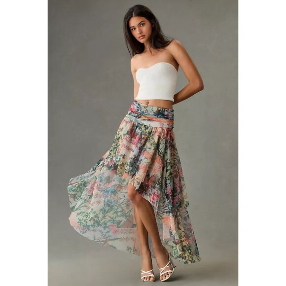 Anthropologie Multicolor High-Low Tulle Maxi Skirt Size 8 - 26829 - Picture 2 of 14
